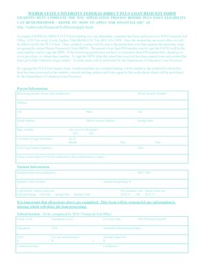 Weber State University Federal Direct PLUS Loan Request Form