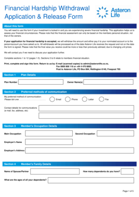 Financial Hardship Withdrawal Application