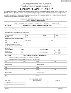 Ohio F-6 Liquor Permit Application