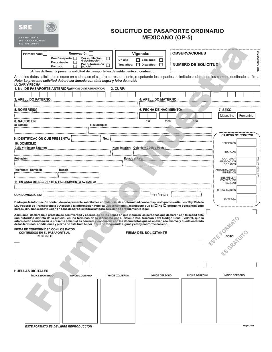 Mexican Passport Application PDF