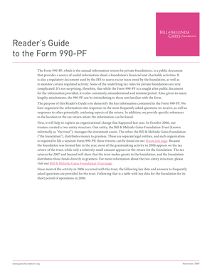 Reader's Guide to Form 990-PF