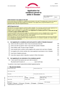 Application for Residence Permit to Settle in Sweden