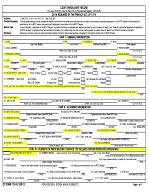 Cadet Enrollment Record Form