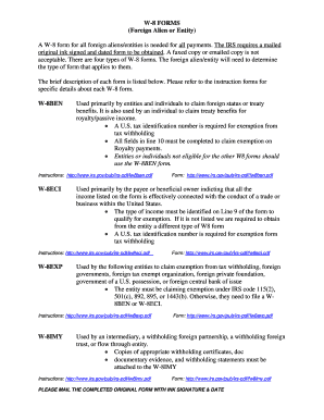 W-8 Forms for Foreign Aliens or Entities