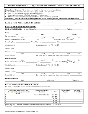 Shelter Properties Residency Application