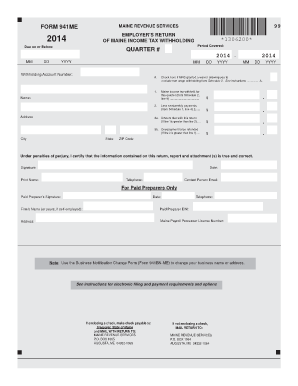 Maine Form 941ME 2014