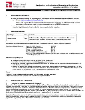 Application for Evaluation of Educational Credentials