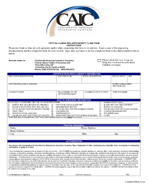 Critical Illness Wellness Benefit Claim Form