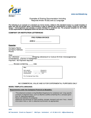 Proforma invoice fedex - Standard Pro forma invoice