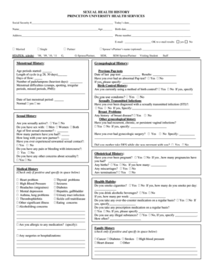 Sexual Health History Form