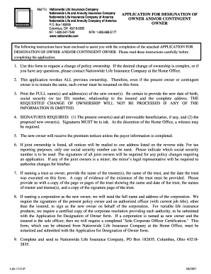 Nationwide Life Insurance Owner Designation Form