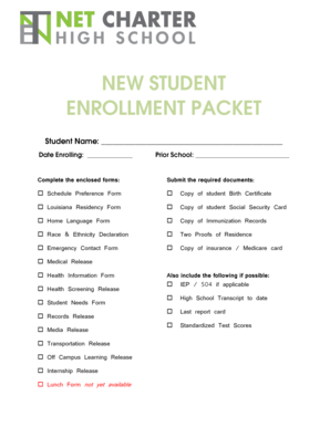 Louisiana Student Enrollment Packet
