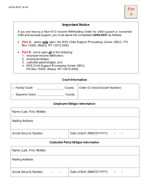 New York Income Withholding Order for Support