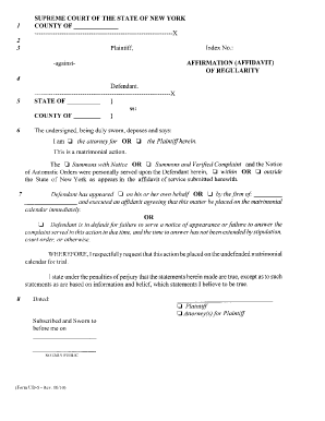 Affidavit of Regularity