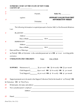 New York Support Collection Unit Information Sheet
