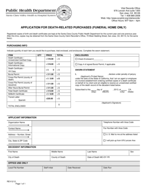 Application for Death-Related Purchases