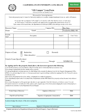California State University Off-Campus Loan Form