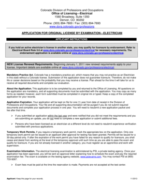 Colorado Electrician License Application