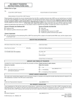 IRA Direct Transfer Instructions Form 2325