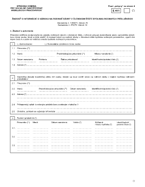 EU Family Allowance Information Request Form E 411
