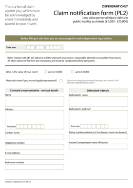 pl2 formal claim