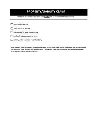 Property Liability Claim Form