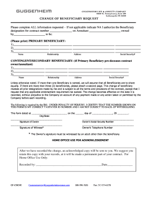 Change of Beneficiary Request