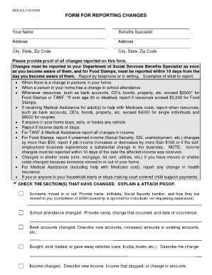 DSS-EA-310-05/08 Form for Reporting Changes