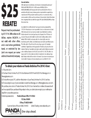 Panda Antivirus Pro 2014 3-User Rebate Form