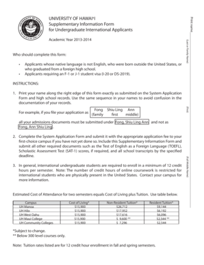 University of Hawaii International Applicant Form