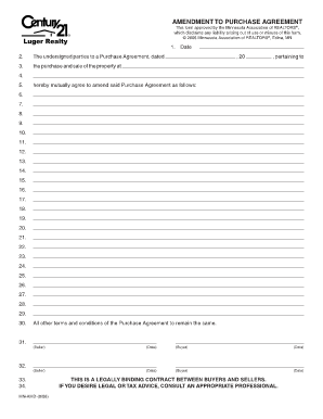 AMENDMENT TO PURCHASE AGREEMENT - Fill Any PDF Form