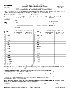 IRS Form 8508 Request for Waiver From Filing