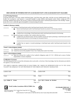 Lead-Based Paint Disclosure Form