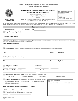 Florida Solicitation of Contributions Registration Application