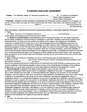 Standard Sublease Agreement