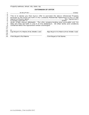 Louisiana Residential Purchase Addendum