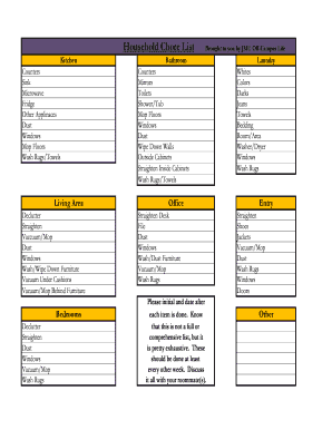 Household Chore List