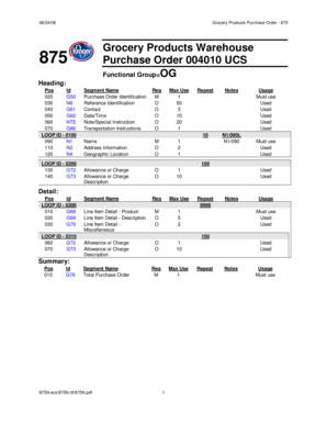 Grocery Products Purchase Order 875