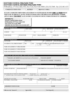 Doctors Council Welfare Fund Benefit Application