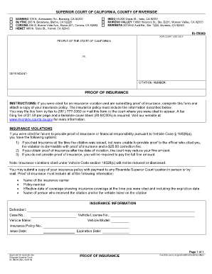 California Proof of Insurance Form