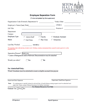 Employee Separation Form