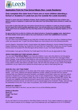 Free School Meals Application Form