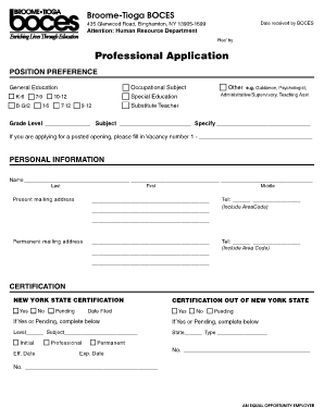 Professional Application Form