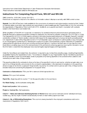 US Federal Construction Payroll Form WH-347