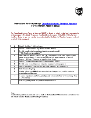 Canadian Customs Power of Attorney