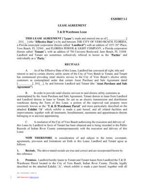 EXHIBIT I-2 LEASE AGREEMENT T & D Warehouse Lease THIS ...
