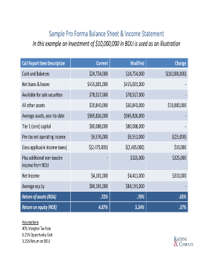 Financial report example - pro forma income statement example