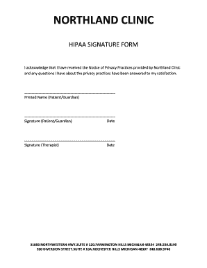 HIPAA Signature Form