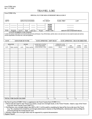 Travel Log Form CUBO 301b