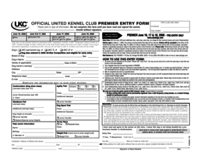 United Kennel Club Premier Entry Form